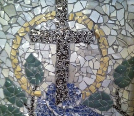 Mosaic of river with a cross