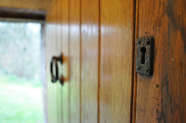 Wooden door with key hole